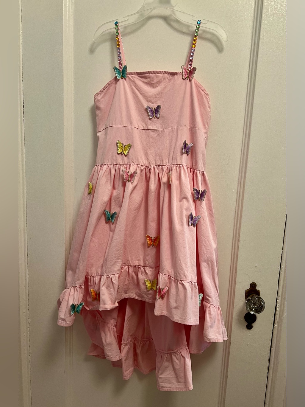 Lola + The Boys - Pink 3d Rainbow Butterfly High Low Dress - Size 8